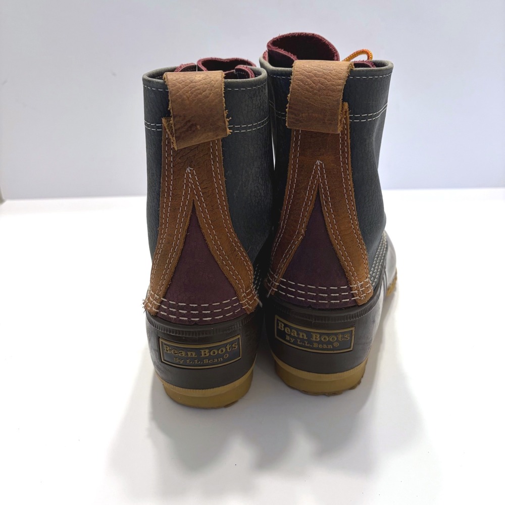 LL Bean 6" Bean Boots Womens 9 M Multi-Tone Navy Burgundy Leather Duck Boots USA - Picture 5 of 10